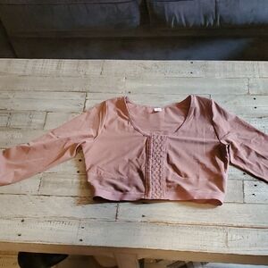 Women's Dusty Rose Long-Sleeve Cropped Top